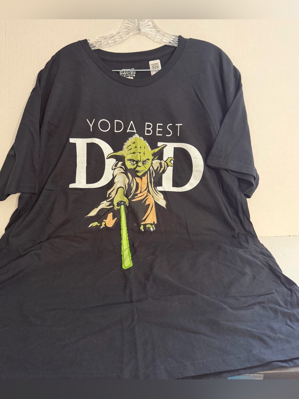 Star Wars “Yoda Best Dad” Black Tee with Green Yoda Graphic